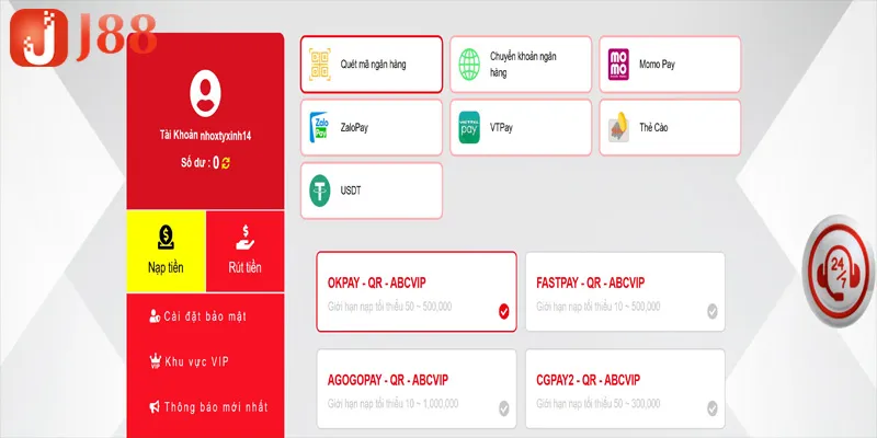 Các bước nạp tiền cho người chơi